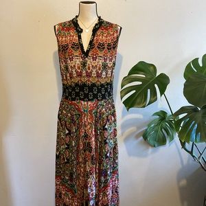 Bila Flowy Maxi Dress Womens XL Colorful Handkerchief Hem Boho Festival Hippie